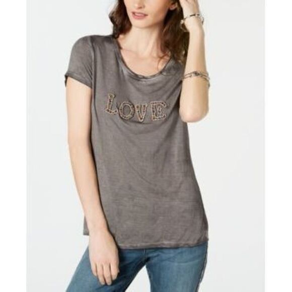 Inc Embellished Love T-Shirt New Grey Knight XL - Picture 1 of 1